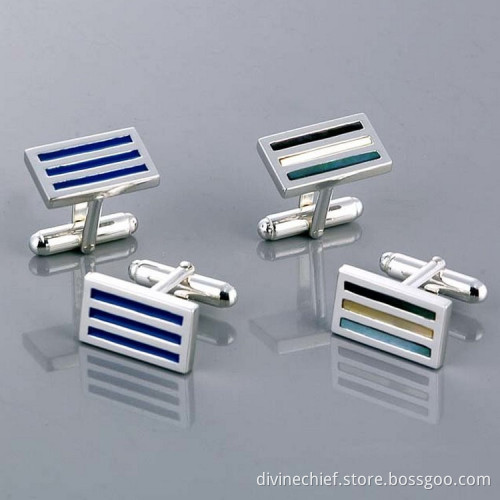 Luxury Silver Cufflinks Men Silver/Copper/Titanium/Stainless Steel Cufflinks